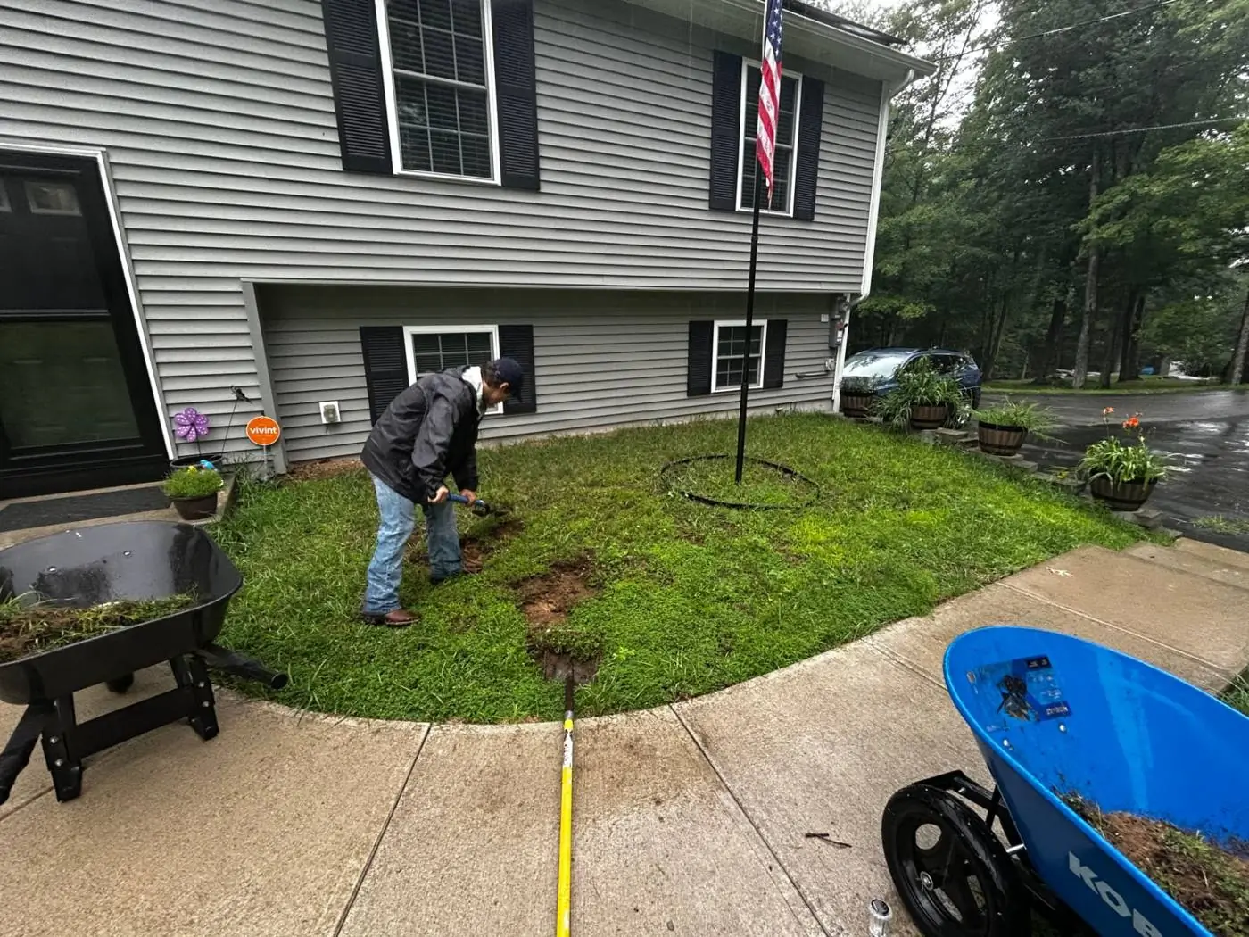 Before: the soggy front lawn